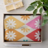 レトロの花Mid Century Diamondsパターン 薄葉紙 (ギフト)