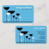 レトロの花v2 – スカイブルー 名刺 (正面/裏面)