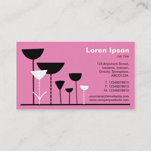 レトロの花v2 – ピンク 名刺 (裏面)