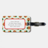 レトロの茶色および真新しいパイナップルはモノグラムを模造します ラゲッジタグ (裏面横)