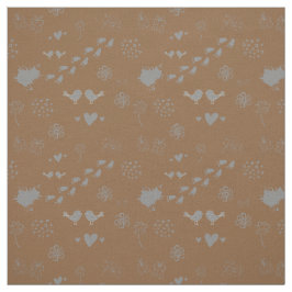 レトロの茶色と灰色の鳥、ドット、足のパターン ファブリック