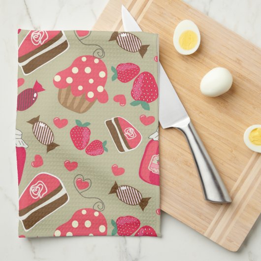 レトロの菓子 キッチンタオル (四つ折り)