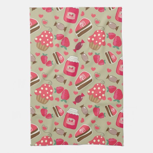 レトロの菓子 キッチンタオル (縦)