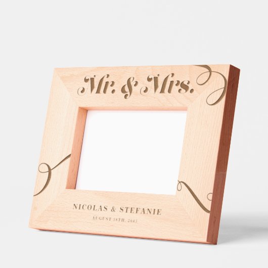 レトロの華やかなタイポグラフィミセス結婚ズ レーザー彫刻フレーム (左)