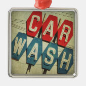 レトロの菱形のカーウォッシュの印 メタルオーナメント (正面)
