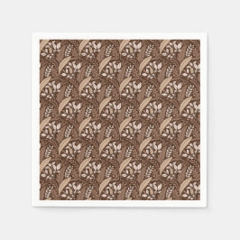 レトロの葉の茶色のエレガントヴィンテージ スタンダードカクテルナプキン