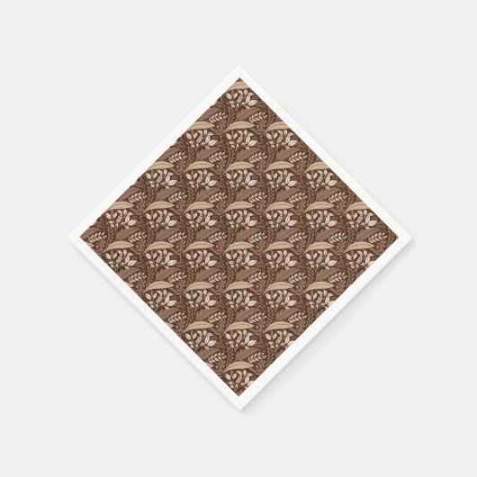 レトロの葉の茶色のエレガントヴィンテージ スタンダードカクテルナプキン (角)