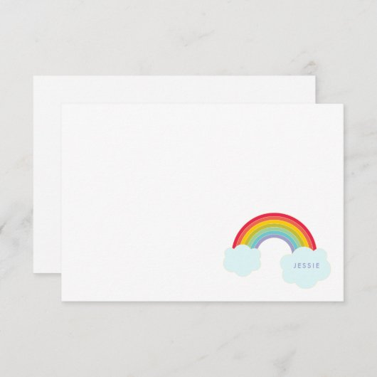レトロの虹の平らなカードは文房具をからかいます ノートカード (正面/裏面)