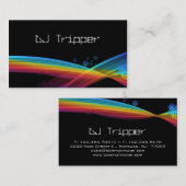 レトロの虹の波の名刺の黒DJ 名刺 (正面/裏面)