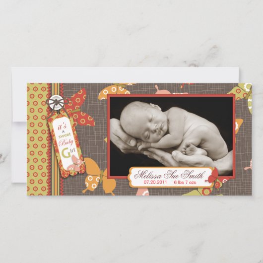 レトロの蝶写真カード 案内状 (正面)