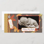 レトロの蝶写真カード 案内状 (正面/裏面)