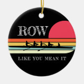 レトロの行が黒い セラミックオーナメント (正面)