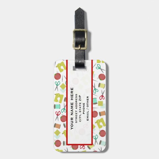 レトロの裁縫のテーマの荷物のラベル ラゲッジタグ (正面縦)