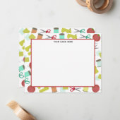 レトロの裁縫テーマの平らなNotecards ノートカード (正面/裏面インサイチュ)