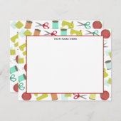 レトロの裁縫テーマの平らなNotecards ノートカード (正面/裏面)