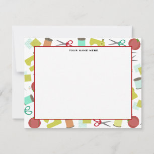 レトロの裁縫テーマの平らなNotecards ノートカード