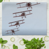 レトロの複葉機 キッチンタオル (折り畳み)