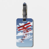 レトロの複葉機 ラゲッジタグ (裏面縦)