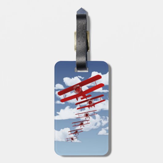 レトロの複葉機 ラゲッジタグ (裏面縦)