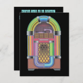 レトロの記録的なホツプのジュークボックス音楽懇親会の招待状 招待状 (正面/裏面)