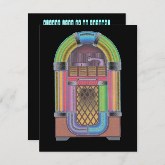 レトロの記録的なホツプのジュークボックス音楽懇親会の招待状 招待状 (正面/裏面)