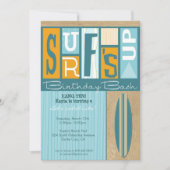 レトロの誕生会の招待-オレンジGalの上の波 招待状 (正面)