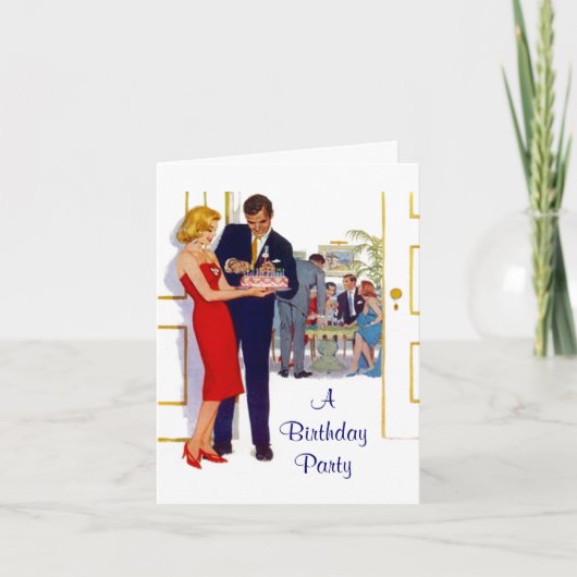 レトロの誕生日のパーティの招待状はカードカスタムを梳きます 招待状 (正面)