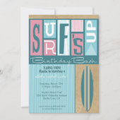 レトロの誕生日のパーティの招待状-ピンクの上の波 招待状 (正面)