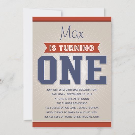 レトロの誕生日%PIPE%の最初誕生日の招待状 招待状 (正面)