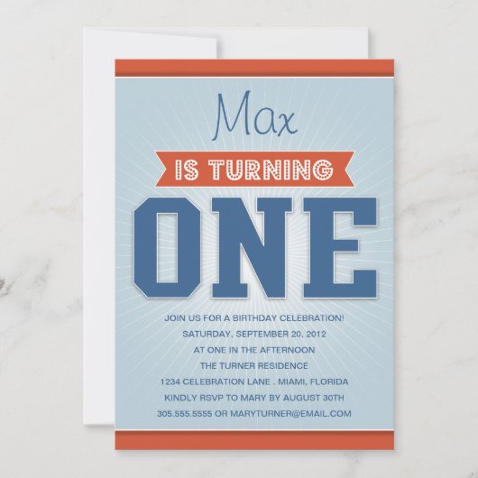 レトロの誕生日%PIPE%の最初誕生日の招待状 招待状 (正面)