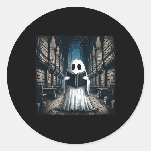 レトロの読幽霊ライブラリHalloween Librarian Bo ラウンドシール (正面)
