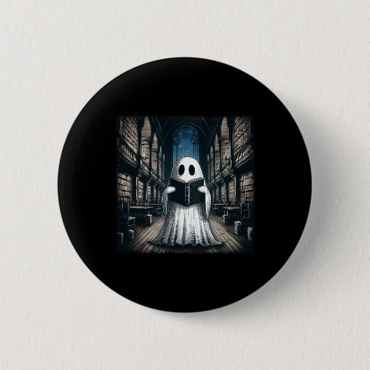 レトロの読幽霊ライブラリHalloween Librarian Bo 缶バッジ (正面)