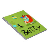 レトロの読書女性の螺線形ノート ノートブック (右側)