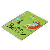 レトロの読書女性の螺線形ノート ノートブック (左側)