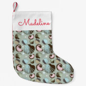 レトロの貝殻パターン|はあなたの名前を加えます スモールクリスマスストッキング (正面)