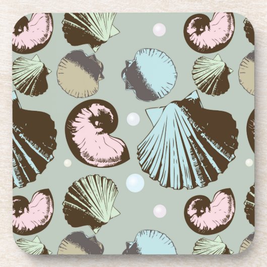 レトロの貝殻パターン コースター (正面)