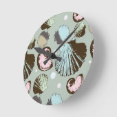 レトロの貝殻パターン ラウンド壁時計 (傾斜)