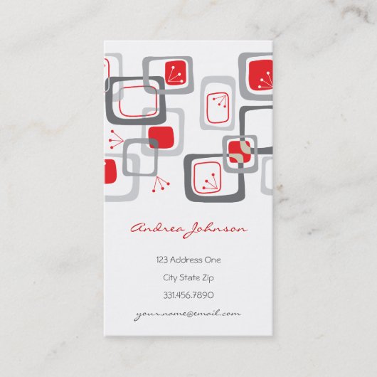 レトロの赤いさくらんぼは素晴しくファンキーなプロフィールカードを平方します 名刺 (正面)