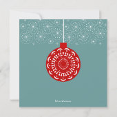 レトロの赤いオーナメントの休日のパーティの招待状 招待状 (裏面)