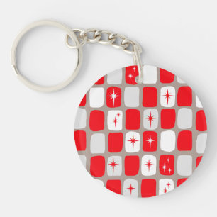 レトロの赤いスターバストのアクリルKeychain キーホルダー