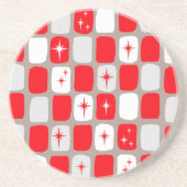 レトロの赤いスターバストの砂岩飲み物のコースター コースター (正面)