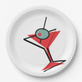 レトロの赤いマルティーニ ペーパープレート (正面)