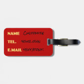 レトロの赤いロンドンの二重デッカーバスを個人化して下さい ラゲッジタグ (裏面横)