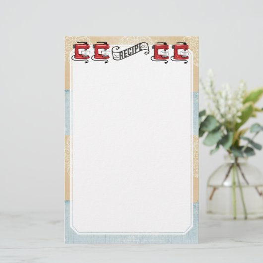 レトロの赤い立場のミキサーのレシピカード文房具 便箋 (スタンド正面)