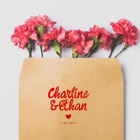 レトロの赤い結婚手書き ラバースタンプ