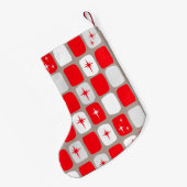 レトロの赤いStarburtsのクリスマスのストッキング スモールクリスマスストッキング (裏面 (吊り時))