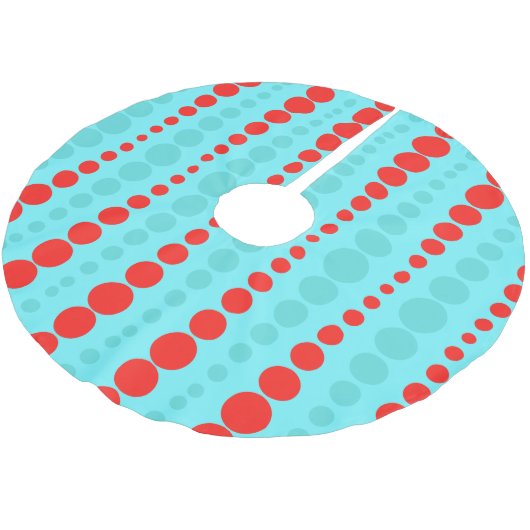 レトロの赤およびターコイズの点のクリスマスツリーのスカート ブラッシュドポリエステルツリースカート (アングル)