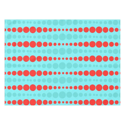 レトロの赤およびターコイズの点のテーブルクロス テーブルクロス (正面(横))