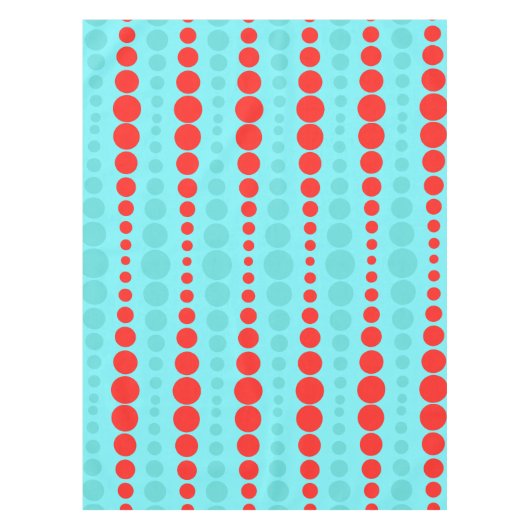 レトロの赤およびターコイズの点のテーブルクロス テーブルクロス (正面)