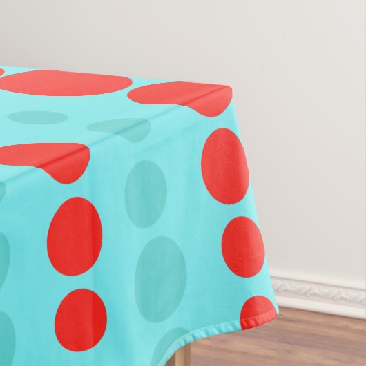 レトロの赤およびターコイズの点のテーブルクロス テーブルクロス (インサイチュ)